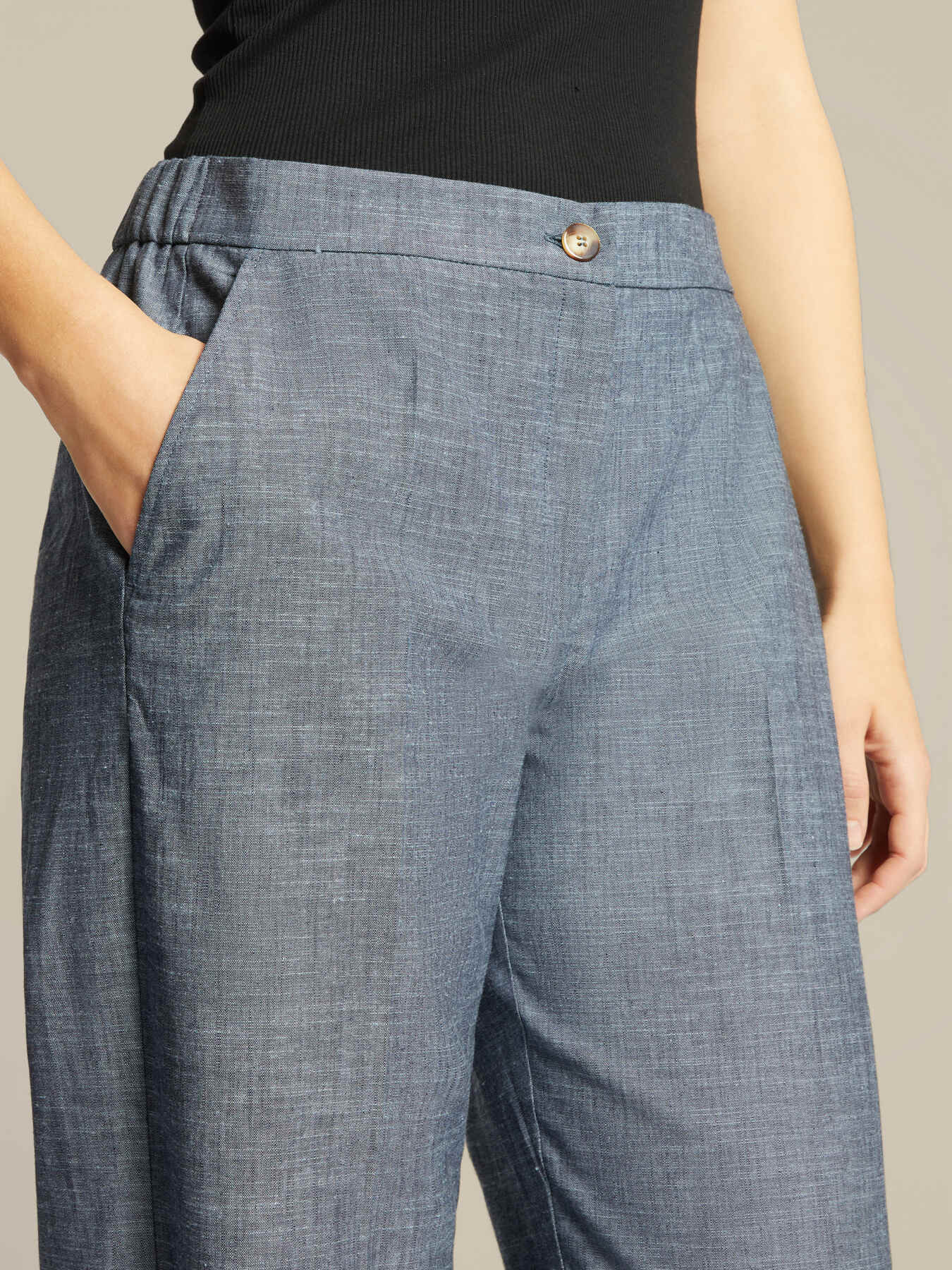 Pantalones anchos de chambray image number 3