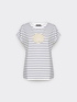 Striped cotton T-shirt with embroidery image number 4