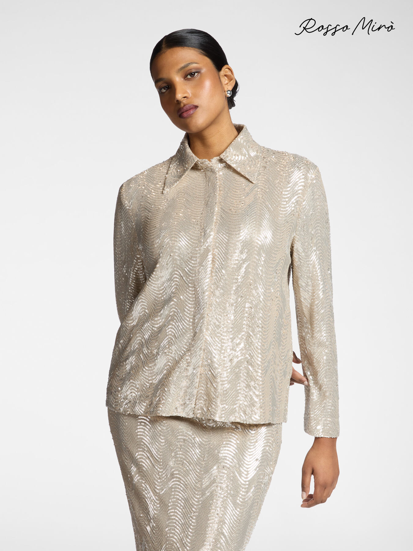 Camicia in tulle con paillettes image number 0