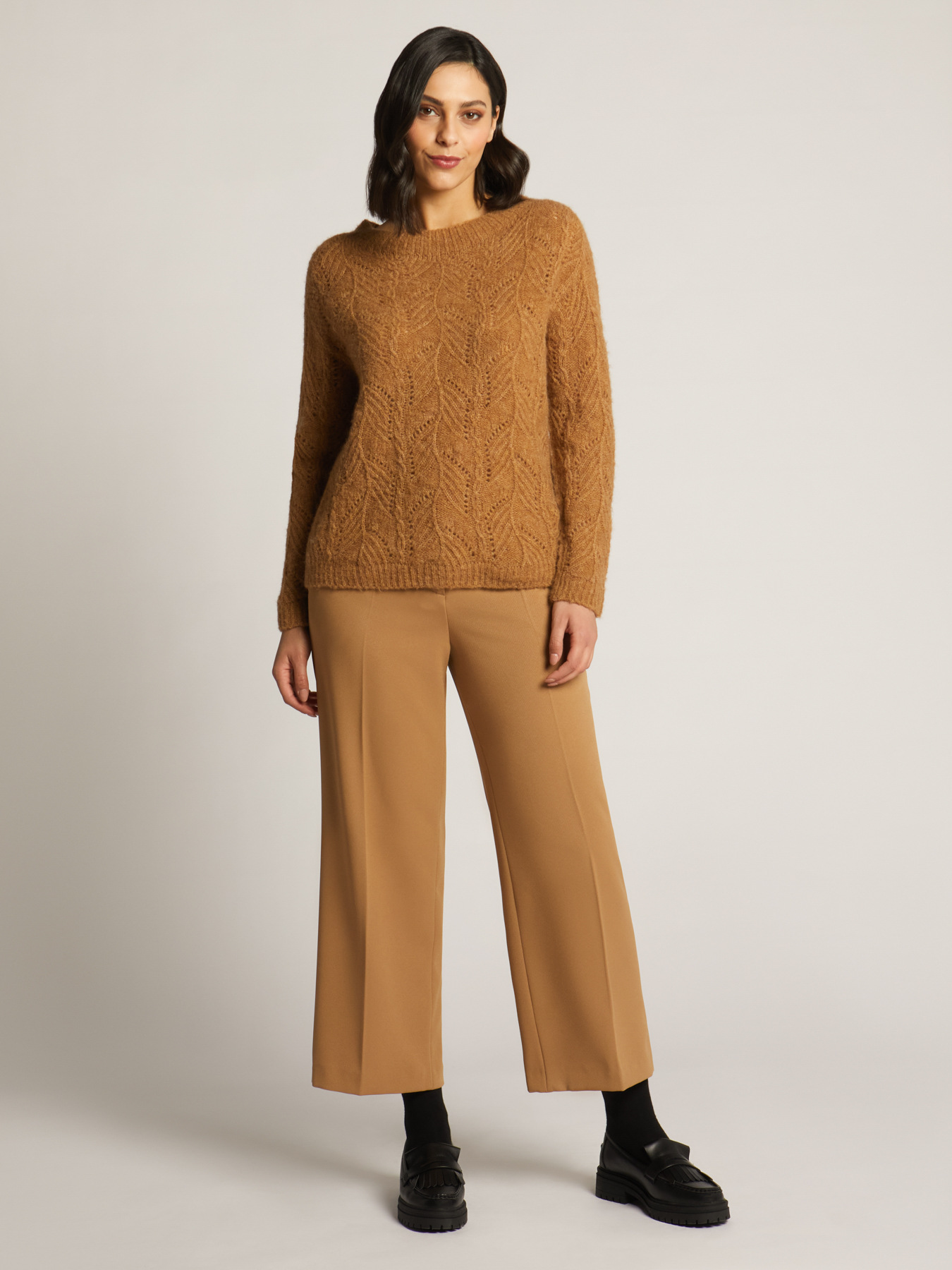 CROPPED STRETCH DIAGONAL TROUSERS image number 0
