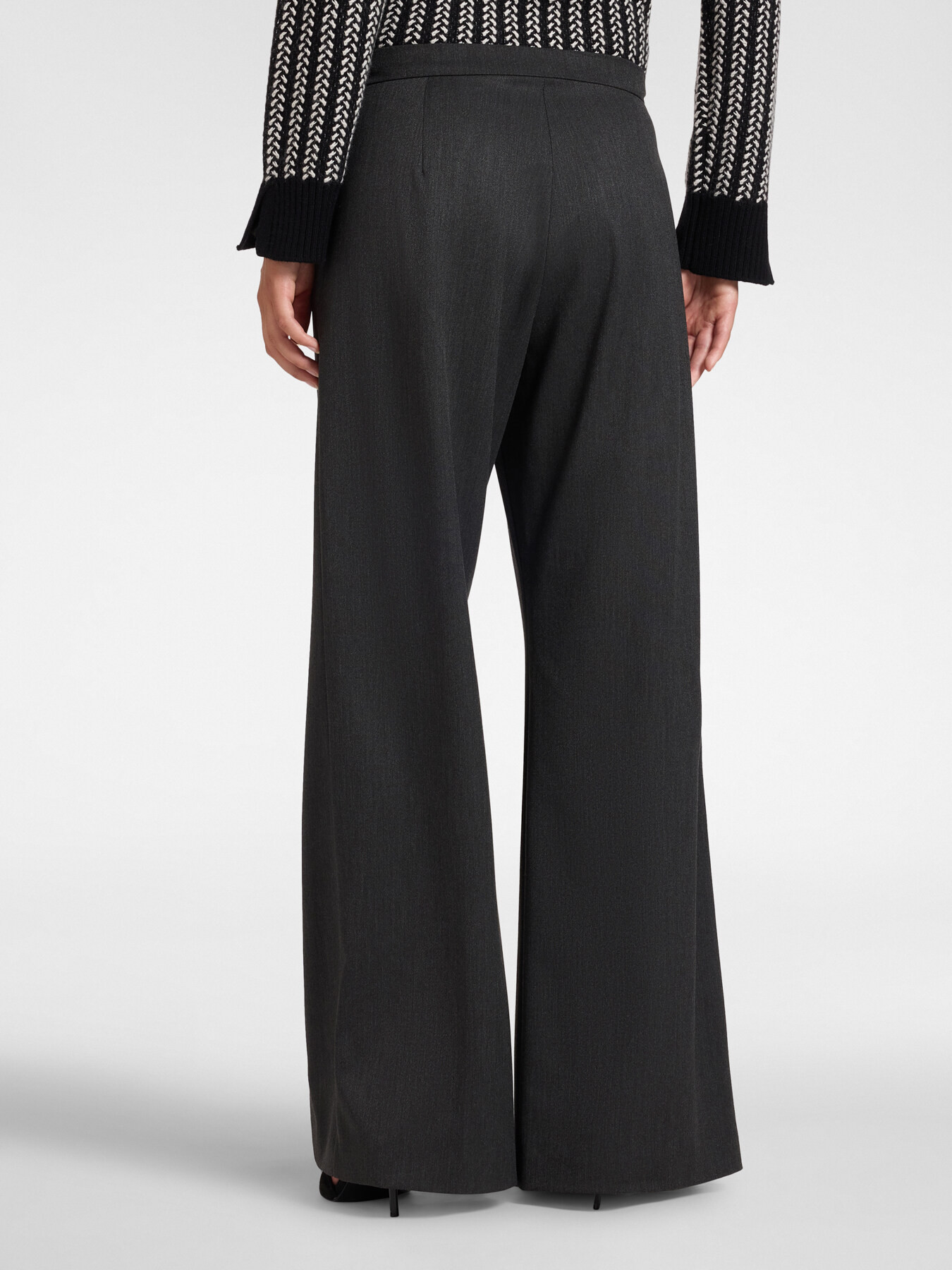 Flannel flare pants with slits image number 1