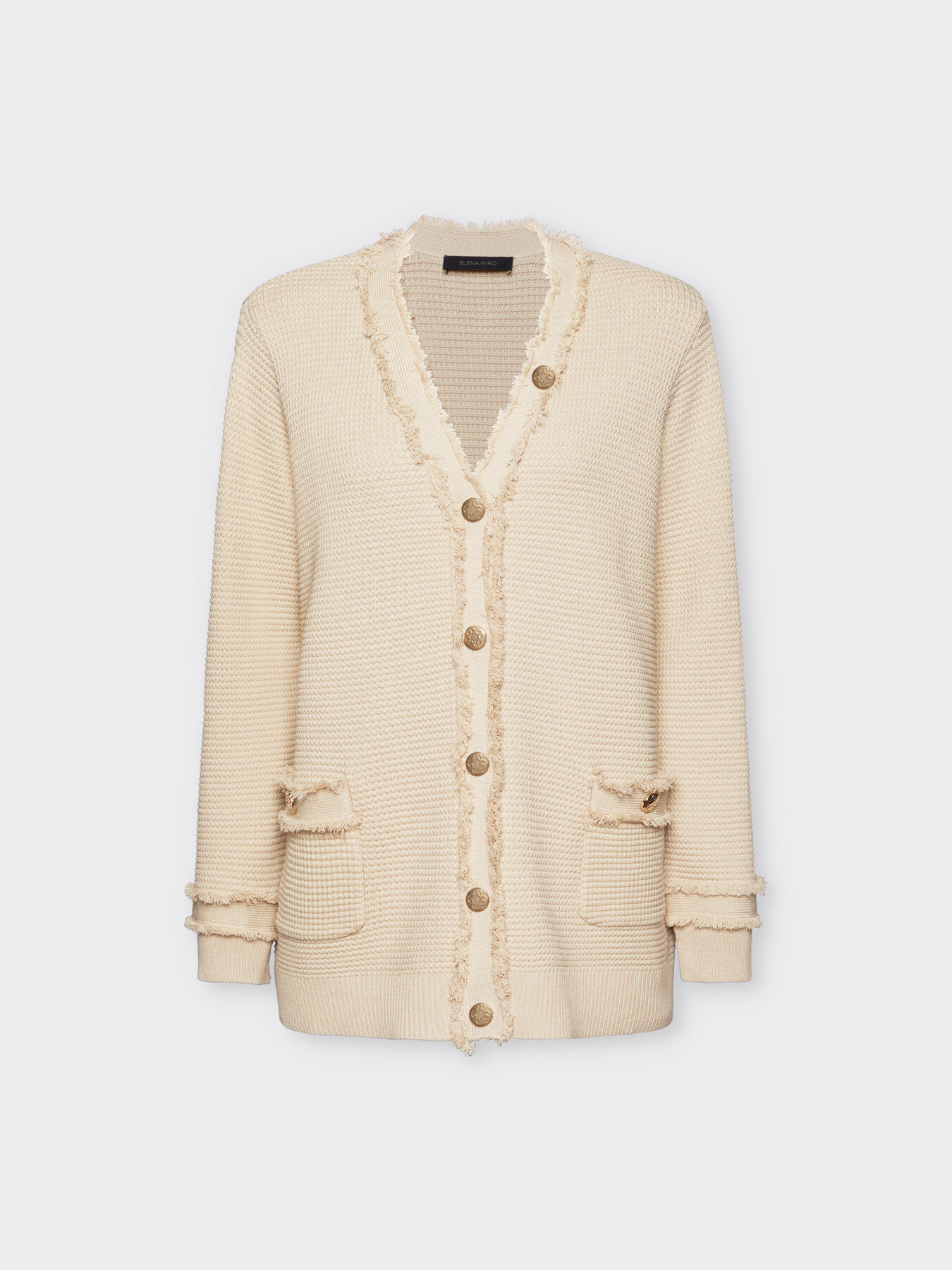 Long cardigan with fringes and buttons image number 4