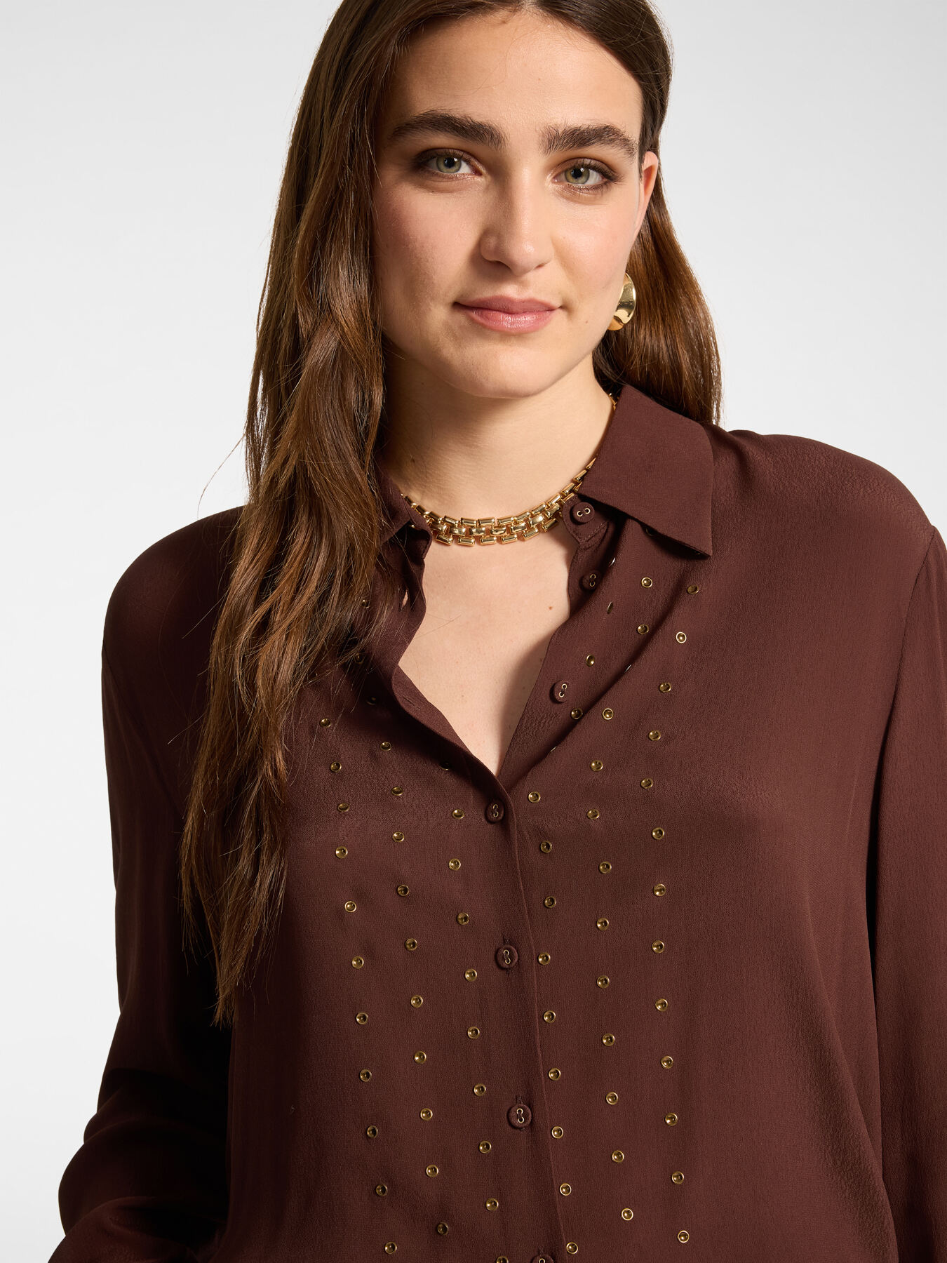 Camisa de viscosa con strass image number 3
