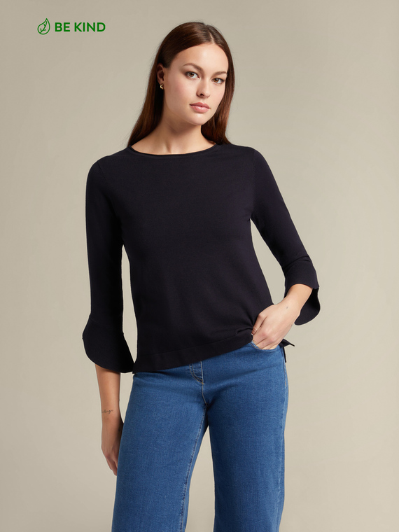 ECOVERO™ viscose sweater with flounce