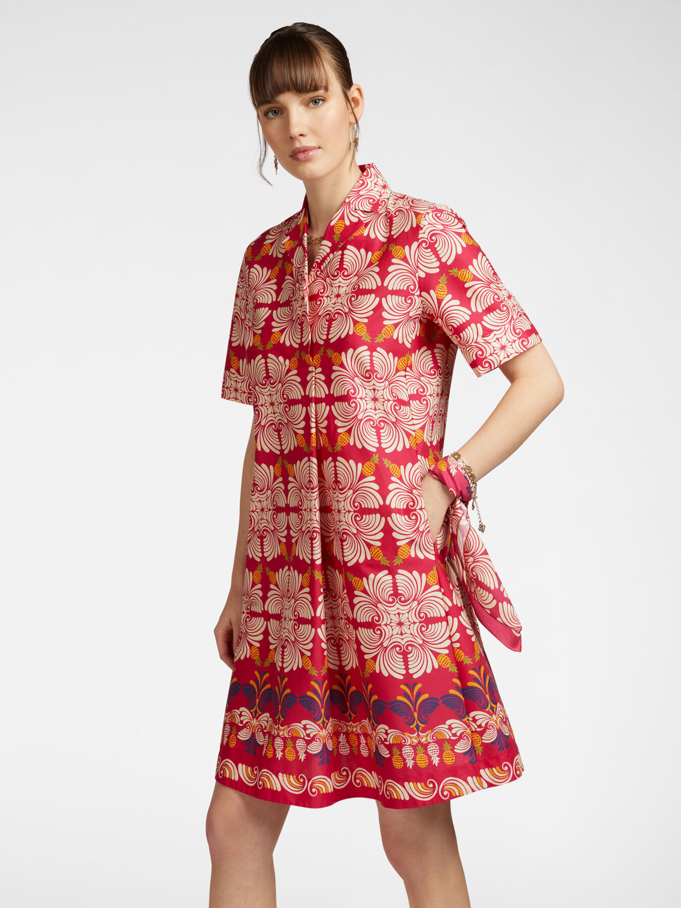 Abito stampato in cotone stretch image number 0