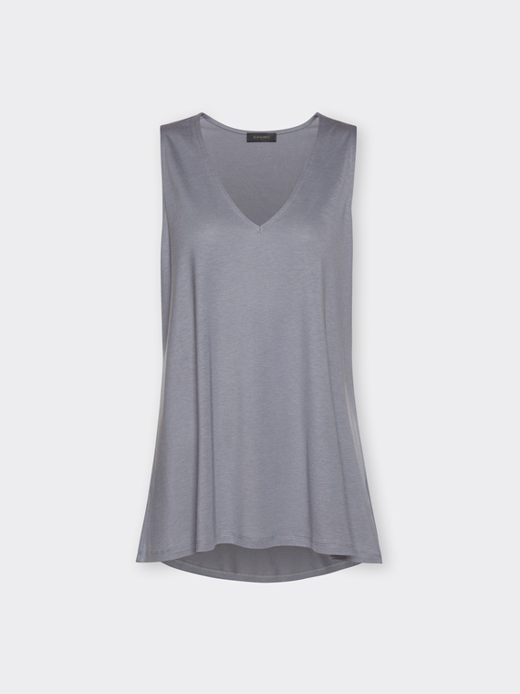 Top en lyocell m&eacute;lang&eacute; avec encolure en V