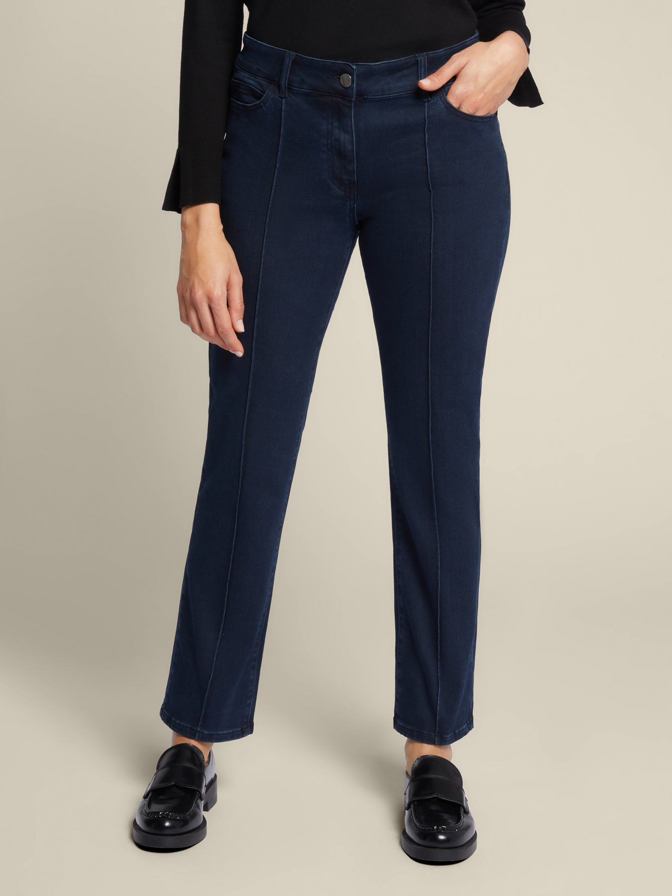 Regular Jeans dunkelblau, Rinsed Washed image number 2