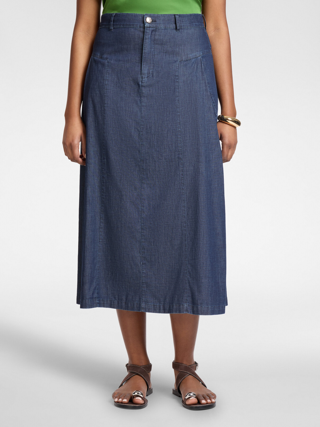 Knielanger Chambray-Rock in A-Linie image number 2