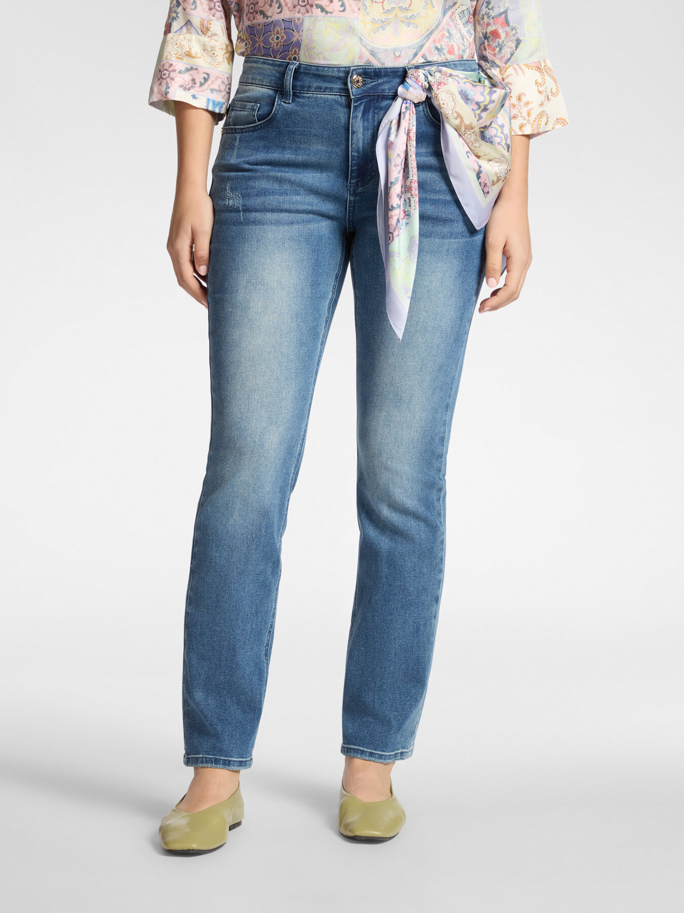 Jeans regular con foulard, "Rose" image number 2