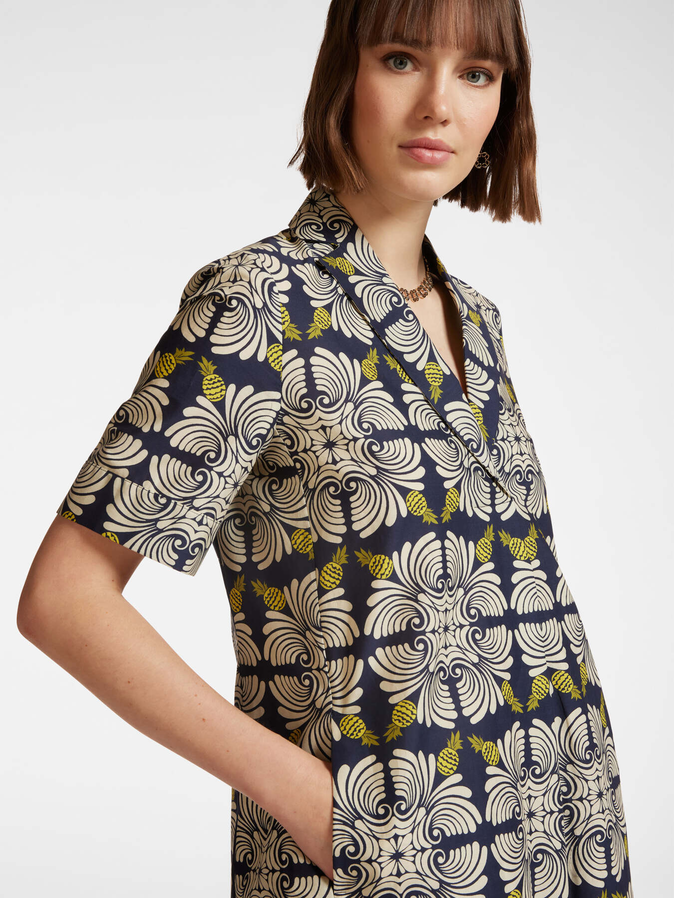 Abito stampato in cotone stretch image number 3