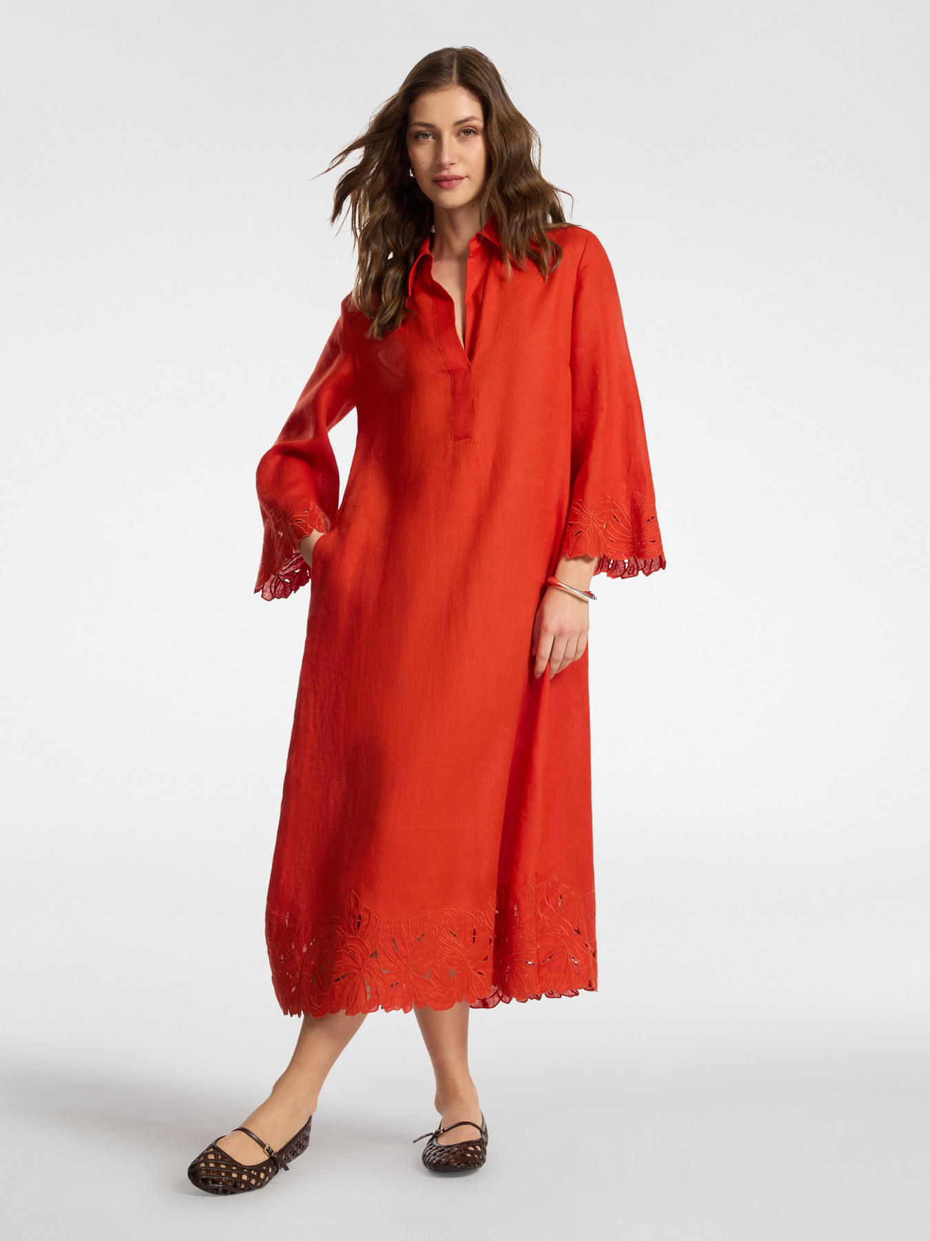 Robe en lin avec dentelle image number 2