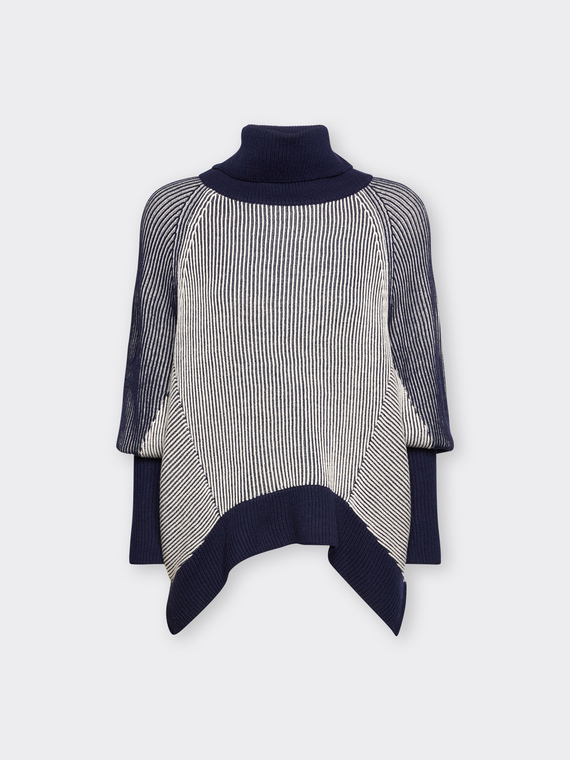 Rollkragenpullover aus reiner Rippstrickwolle