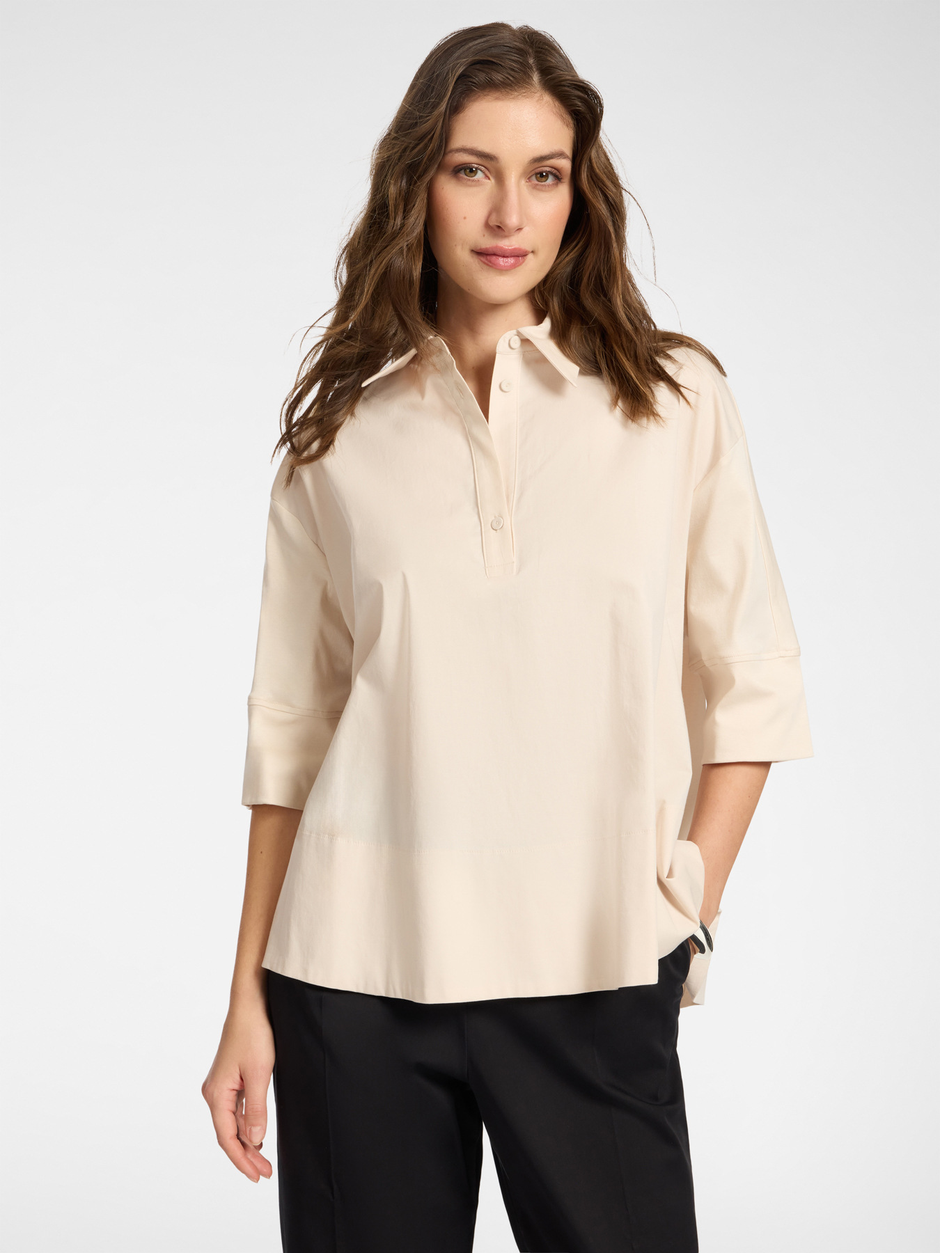 Blusa boxy con maniche a tre quarti image number 0