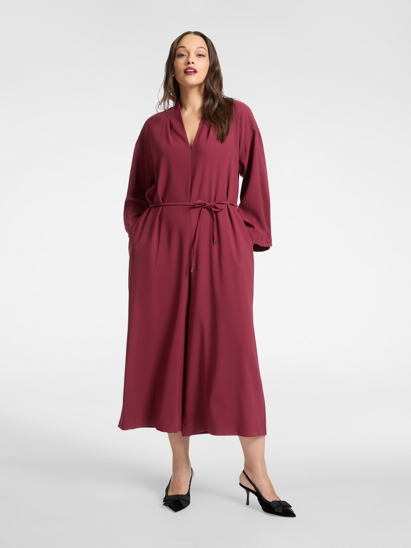 Jumpsuit in crepe fabric with belt