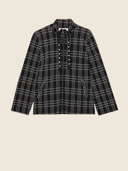 Elenamiro&nbsp;: Sweat-shirt fantaisie &agrave; carreaux Noir_1