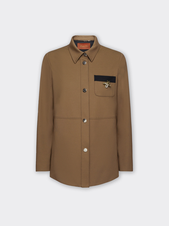Milano stitch overshirt with brooch