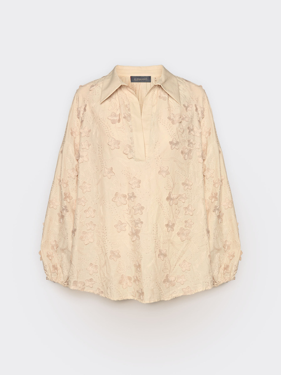 Bluse aus Baumwoll-Voile mit Stickereien