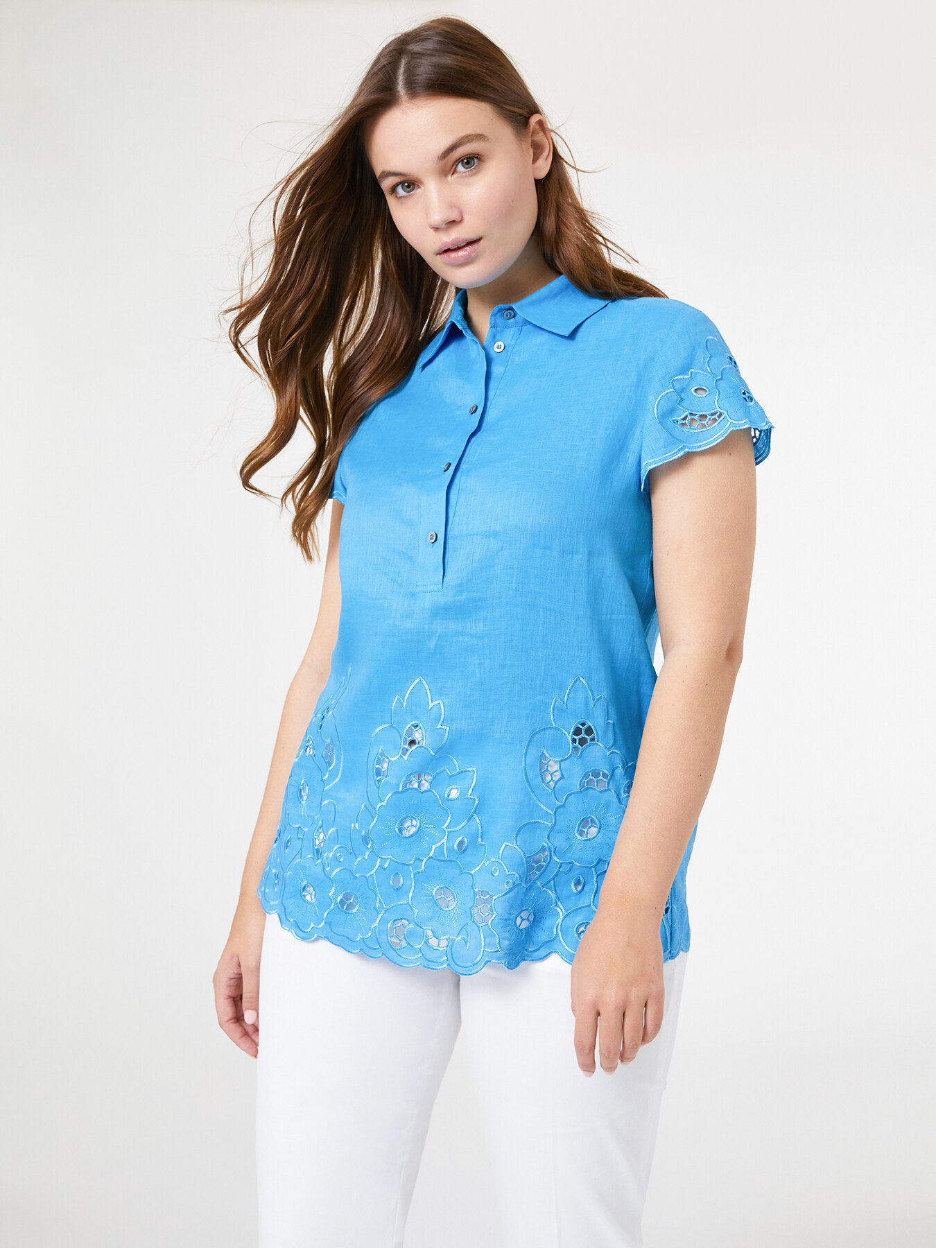 Blouse en lin avec broderie anglaise image number 2