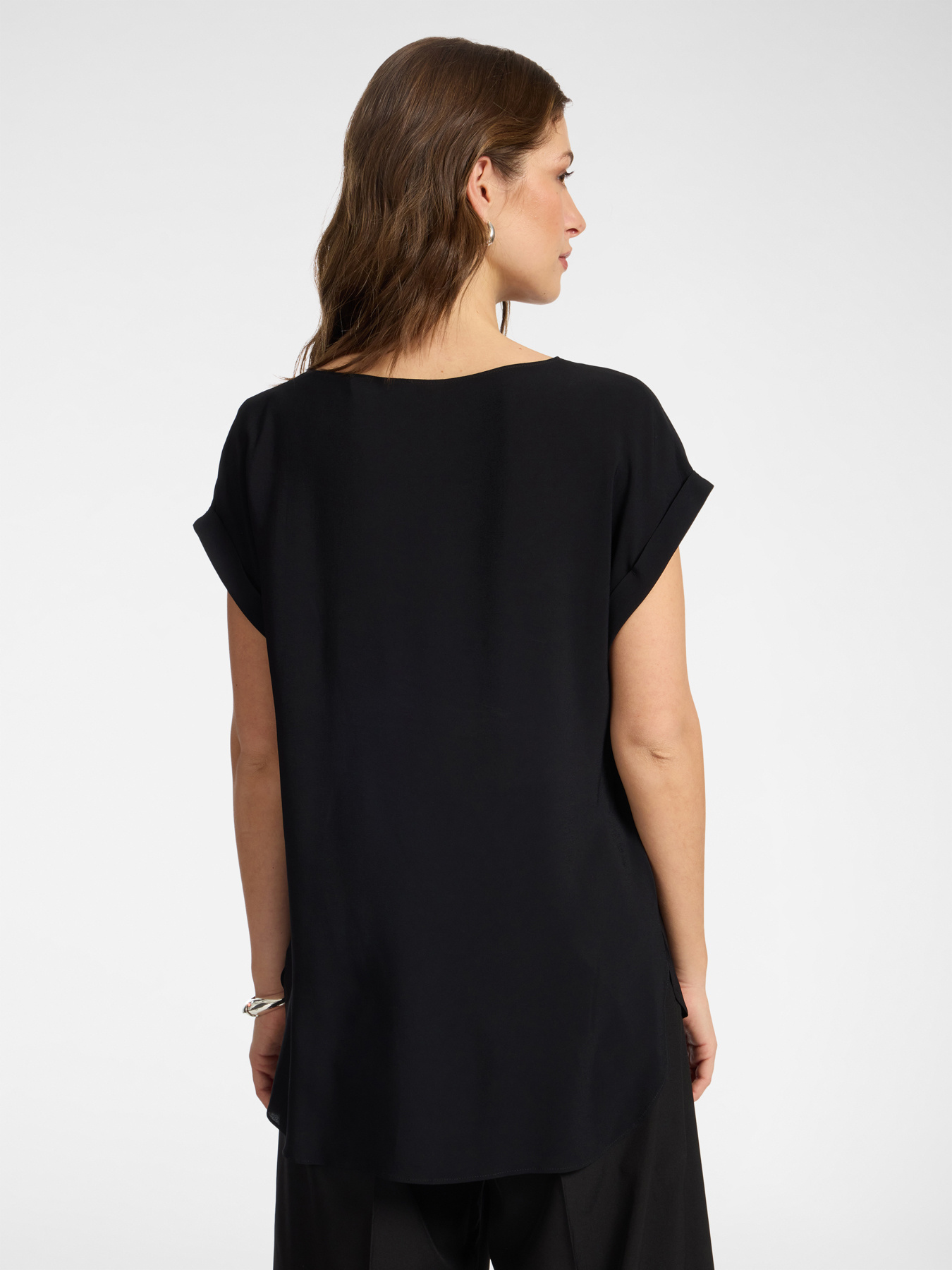 Blusa in cr&ecirc;pe de chine image number 1