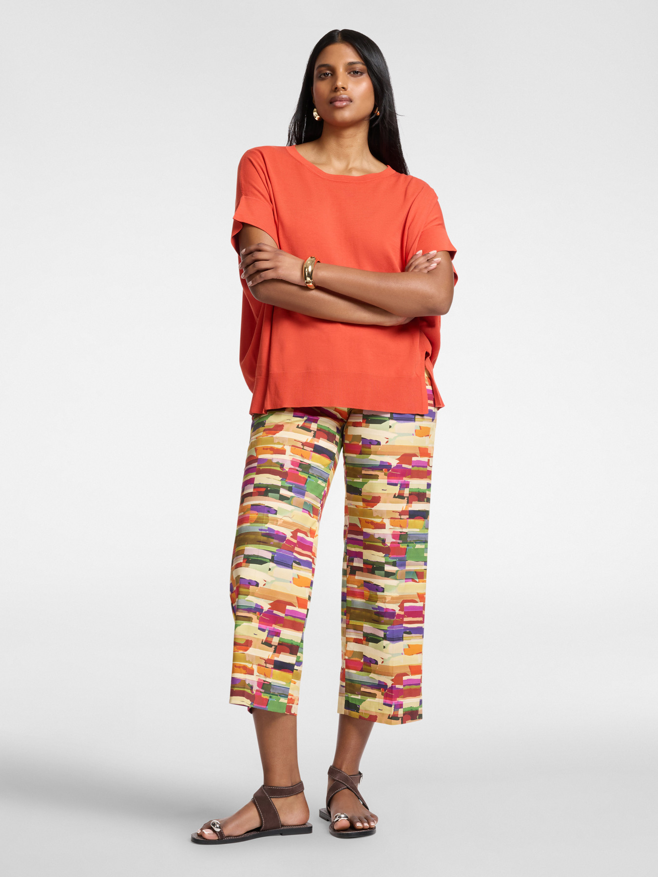 T-shirt boxy en coton et modal image number 2