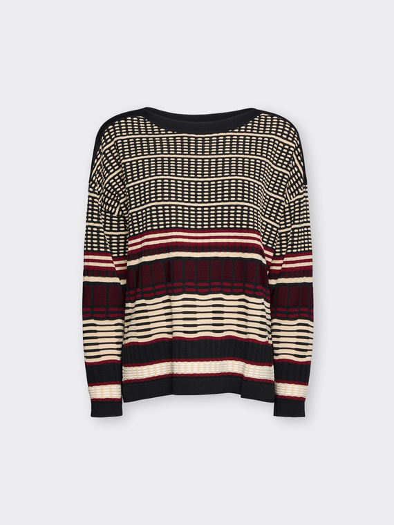 Jacquard knit top with boat neckline