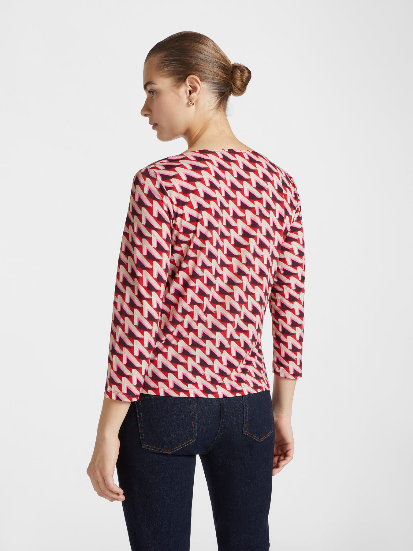 Printed T-shirt with cowl neck image number 1