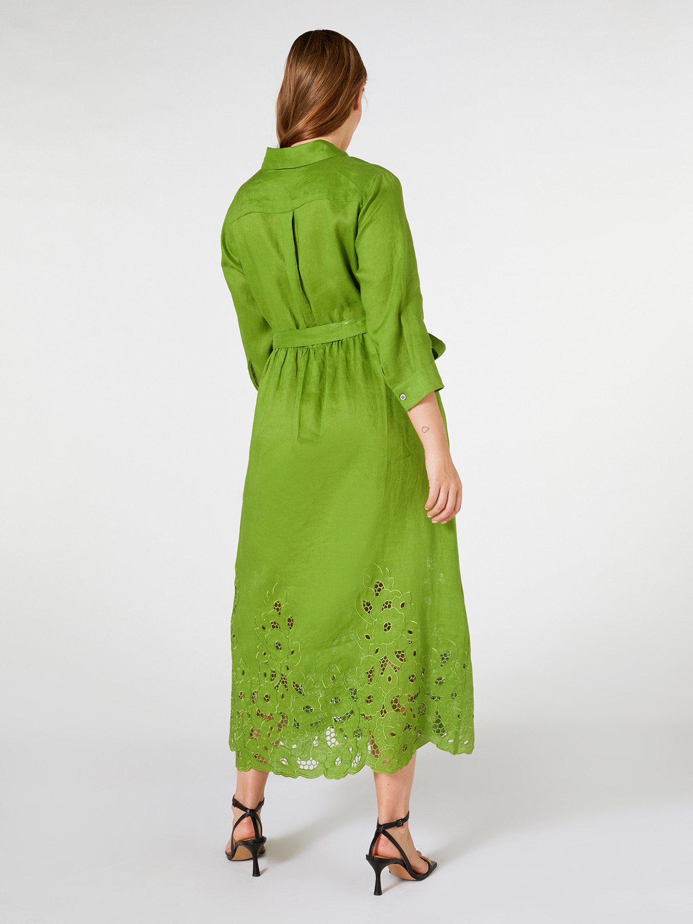 Abito lungo in lino ricamato image number 1