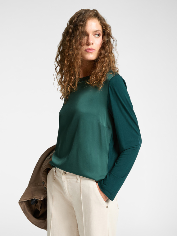 T-shirt in two fabrics