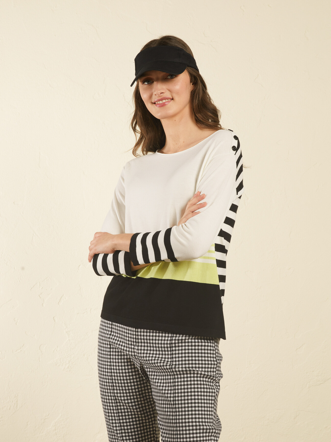 Striped viscose sweater image number 0