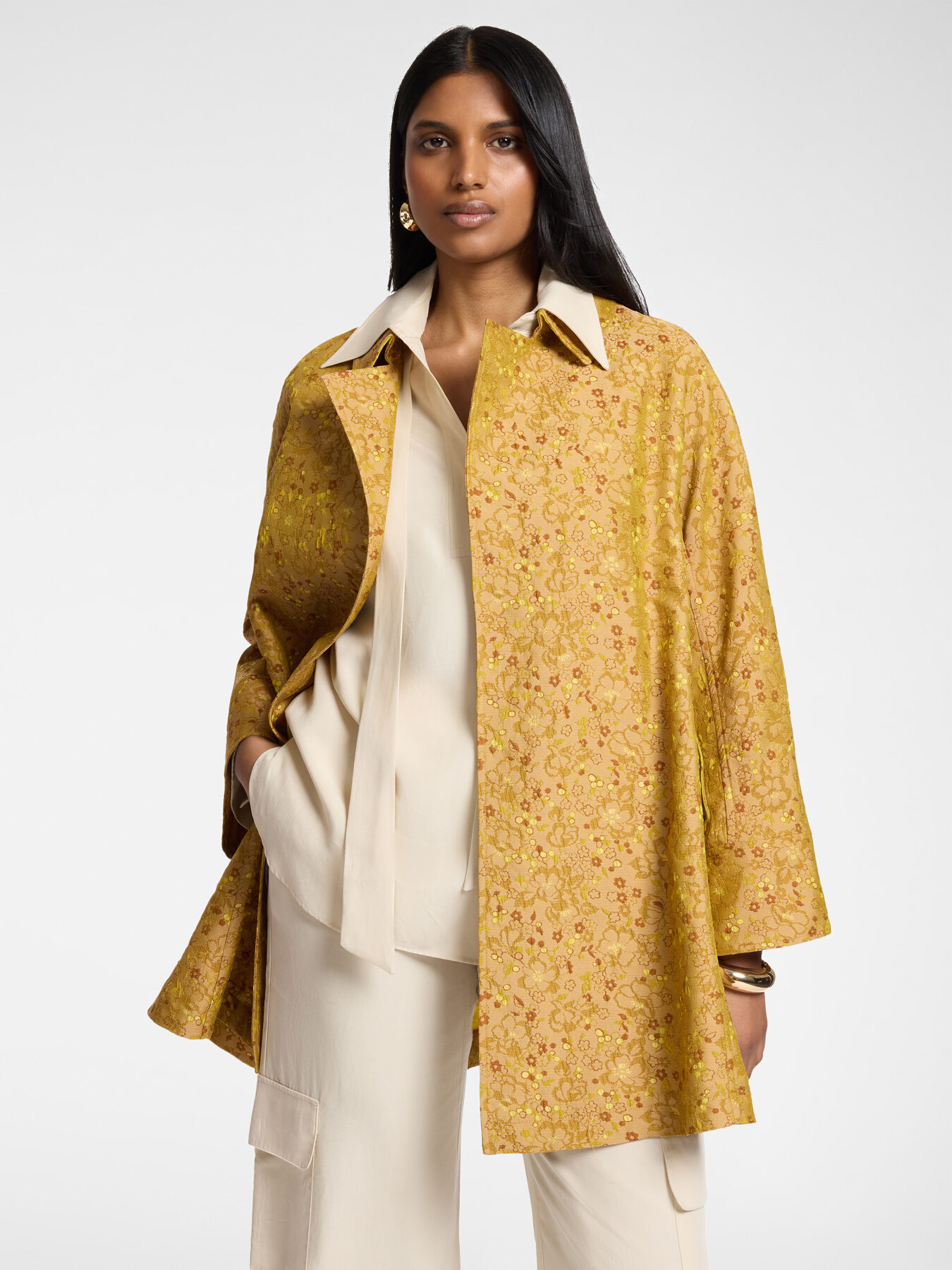 Lightweight jacquard coat image number 3