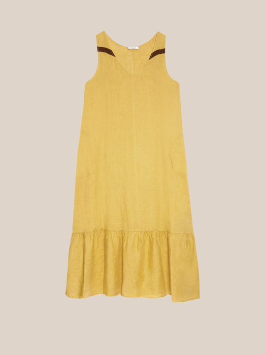 Elenamiro: Vestido longo em linho Amarelo_2