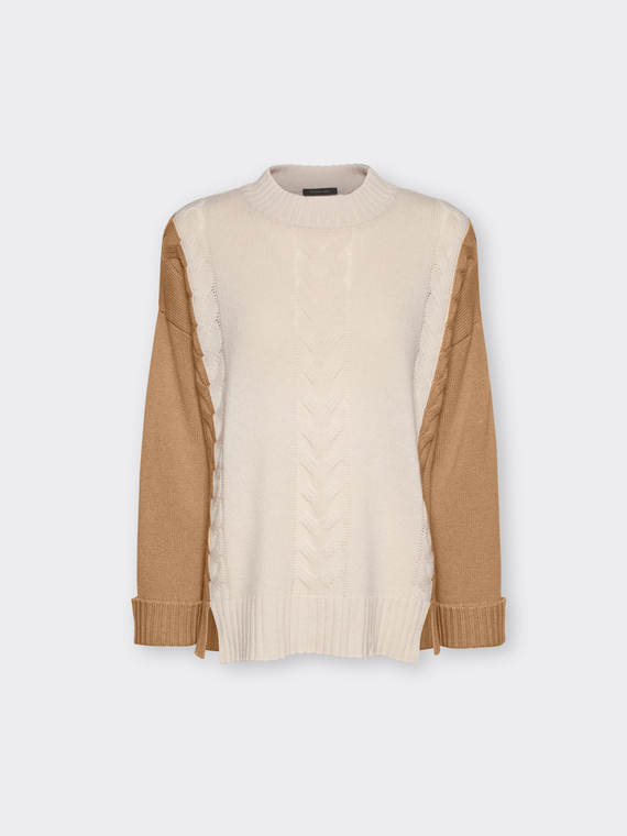 Pure wool sweater with cable knit