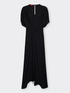 Long cr&ecirc;pe de chine dress with draping image number 4