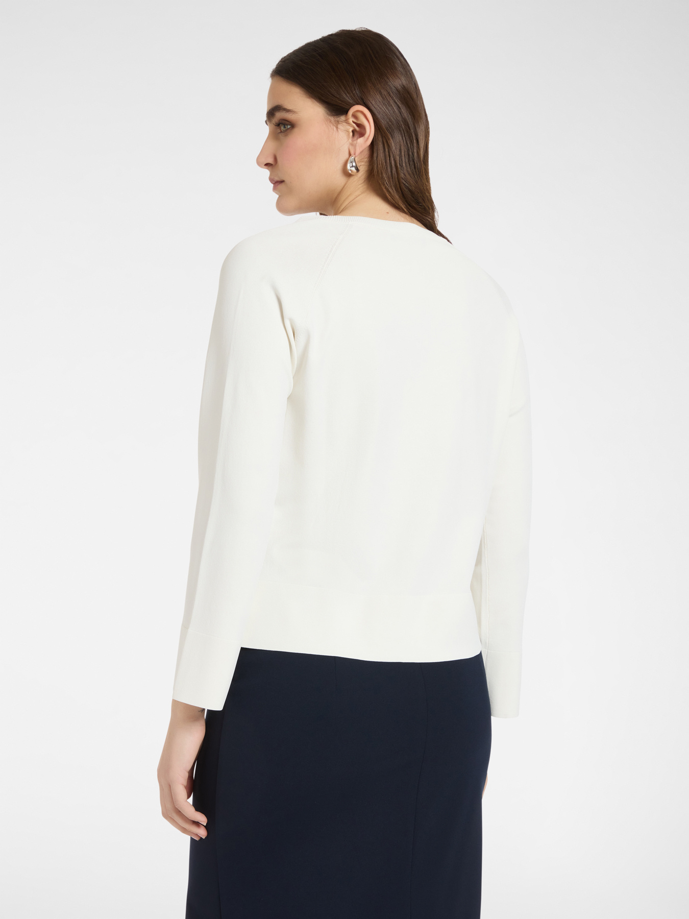 Viscose blend crew neck cardigan image number 1
