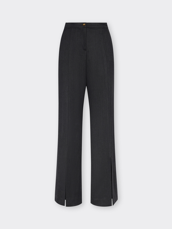 Flannel flare pants with slits