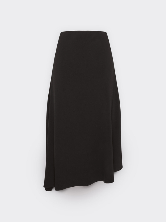 Asymmetrical skirt in stretch cady