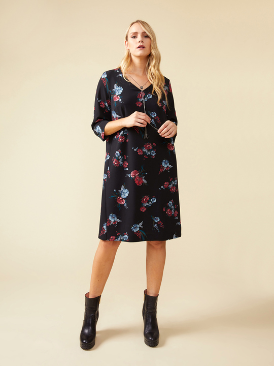 Elenamiro: Abito a fiori con collana Nero_1