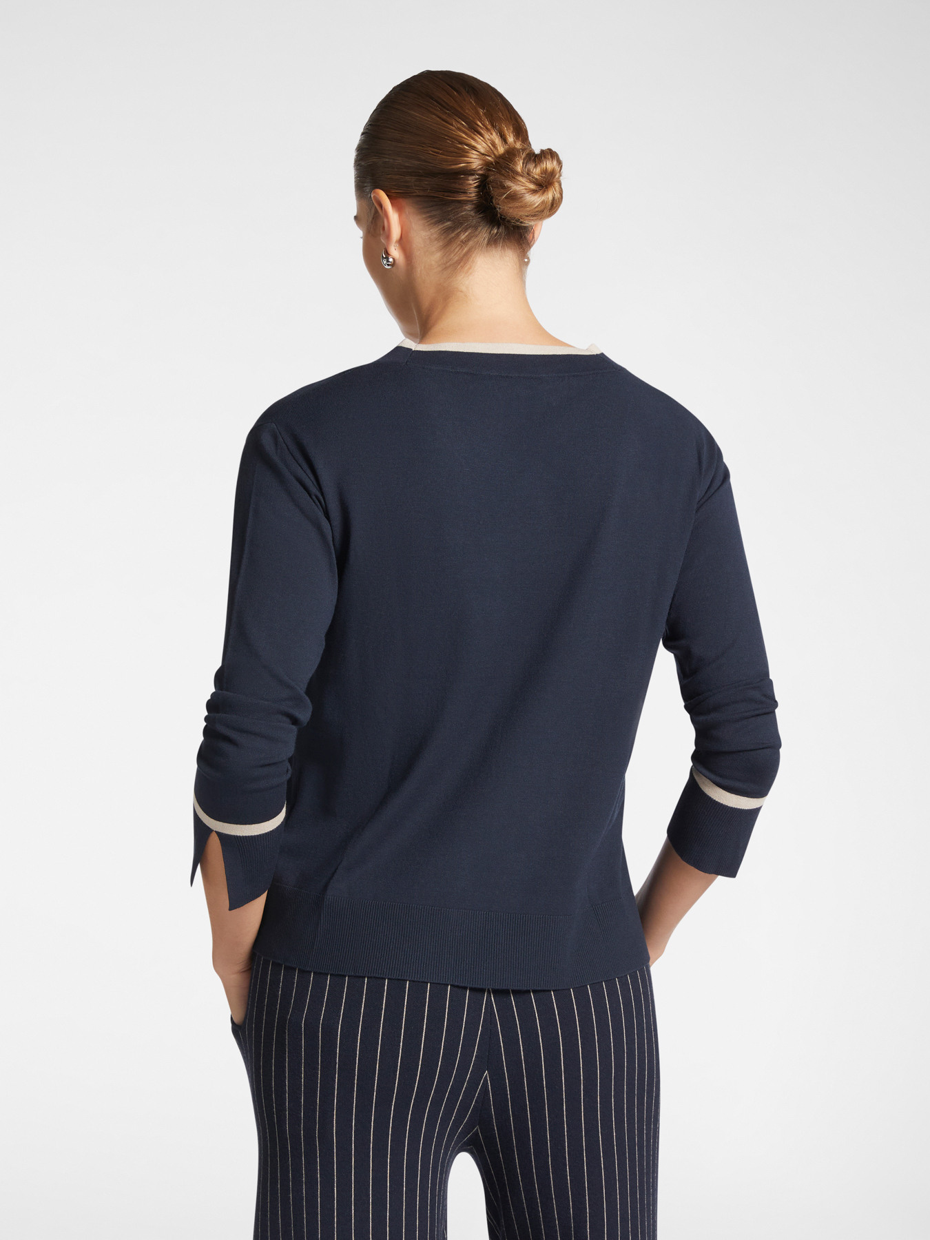 Pullover mit Bord&uuml;re in Kontrastfarbe image number 1