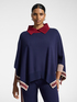 Poncho aus Strickware mit gestreiften R&auml;ndern image number 0