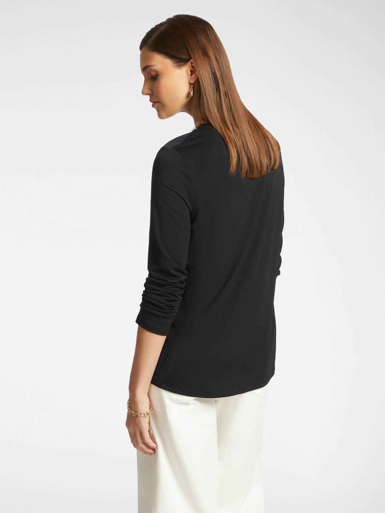 T-Shirt aus zwei Stoffen mit Aufdruck image number 1