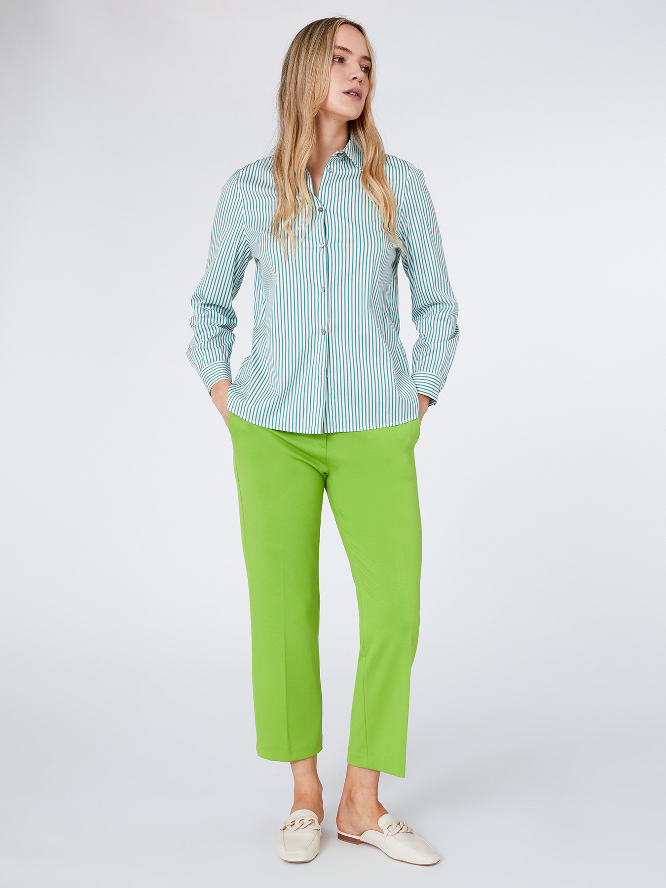 Striped poplin shirt image number 0