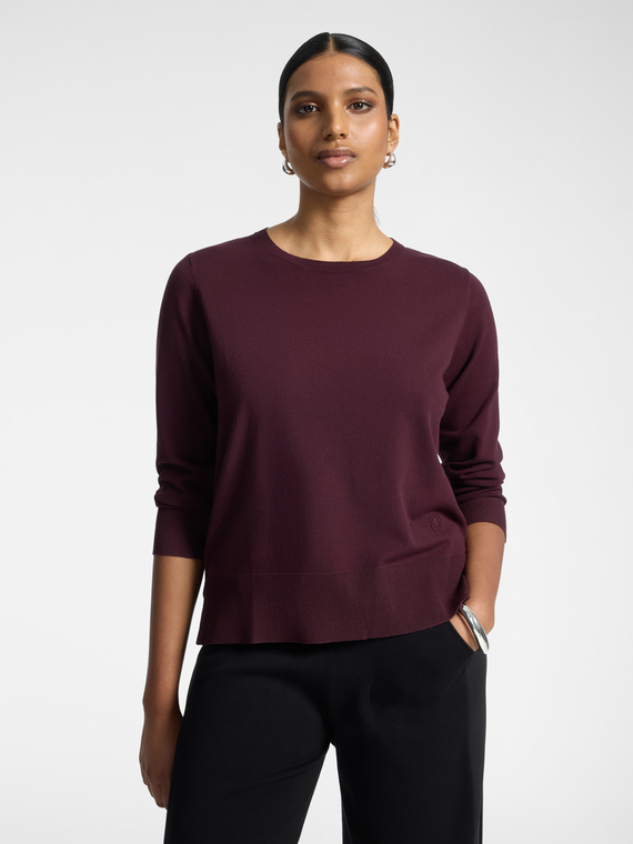 Strickpullover mit Rundhalsausschnitt und Dreiviertel&auml;rmeln