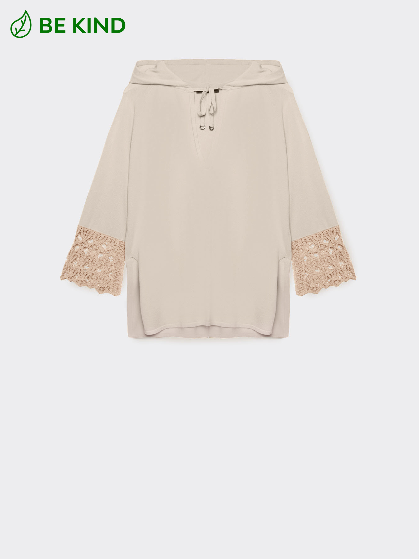 Pull en éco-viscose avec insert en macramé image number 5