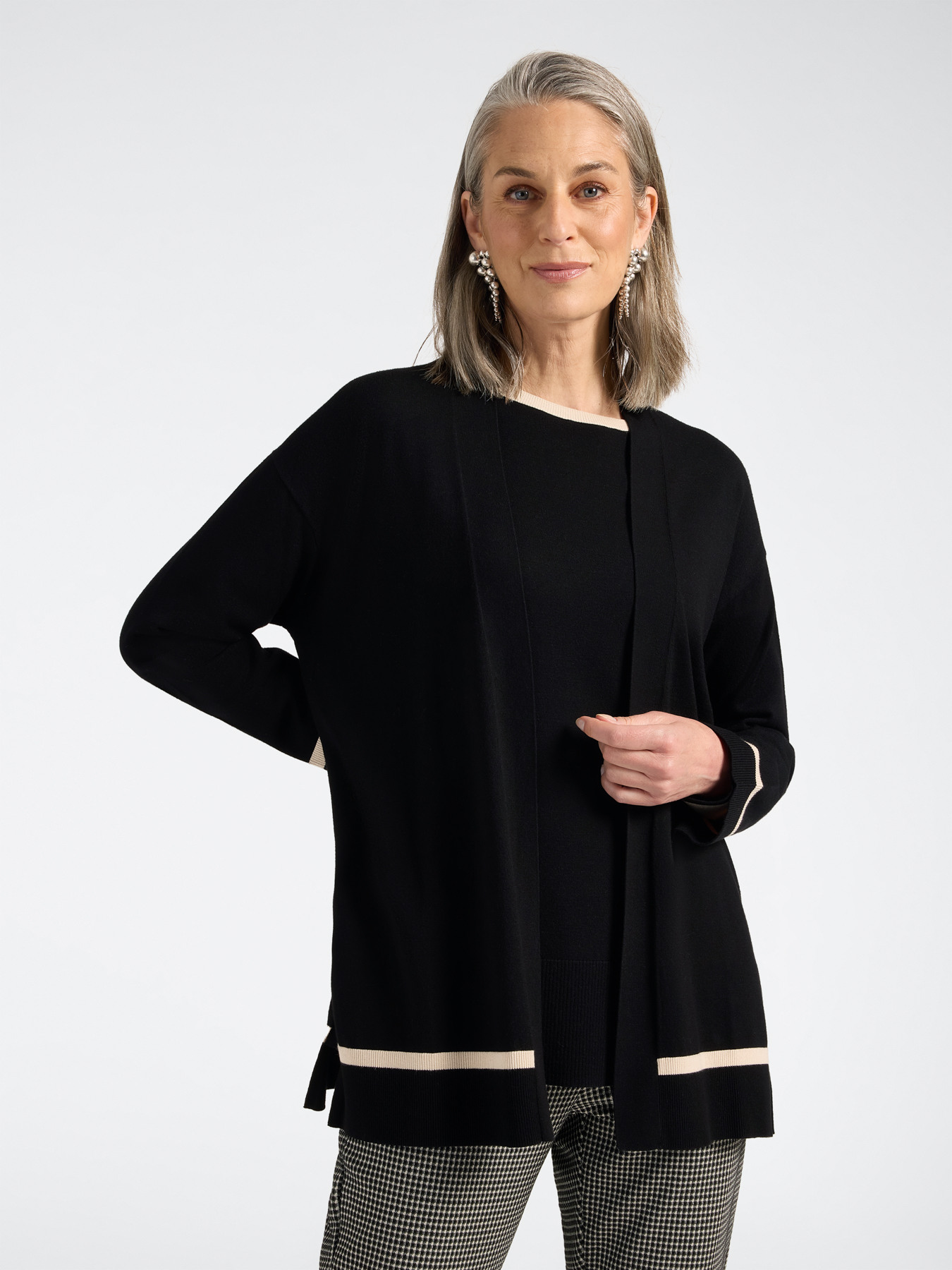 Cardigan in viscosa aperto image number 0