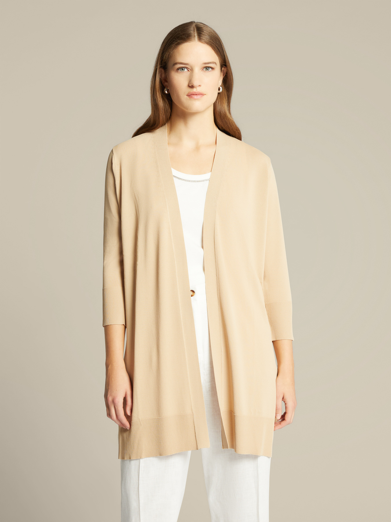 Cardigan lungo in viscosa cr&ecirc;pe image number 0