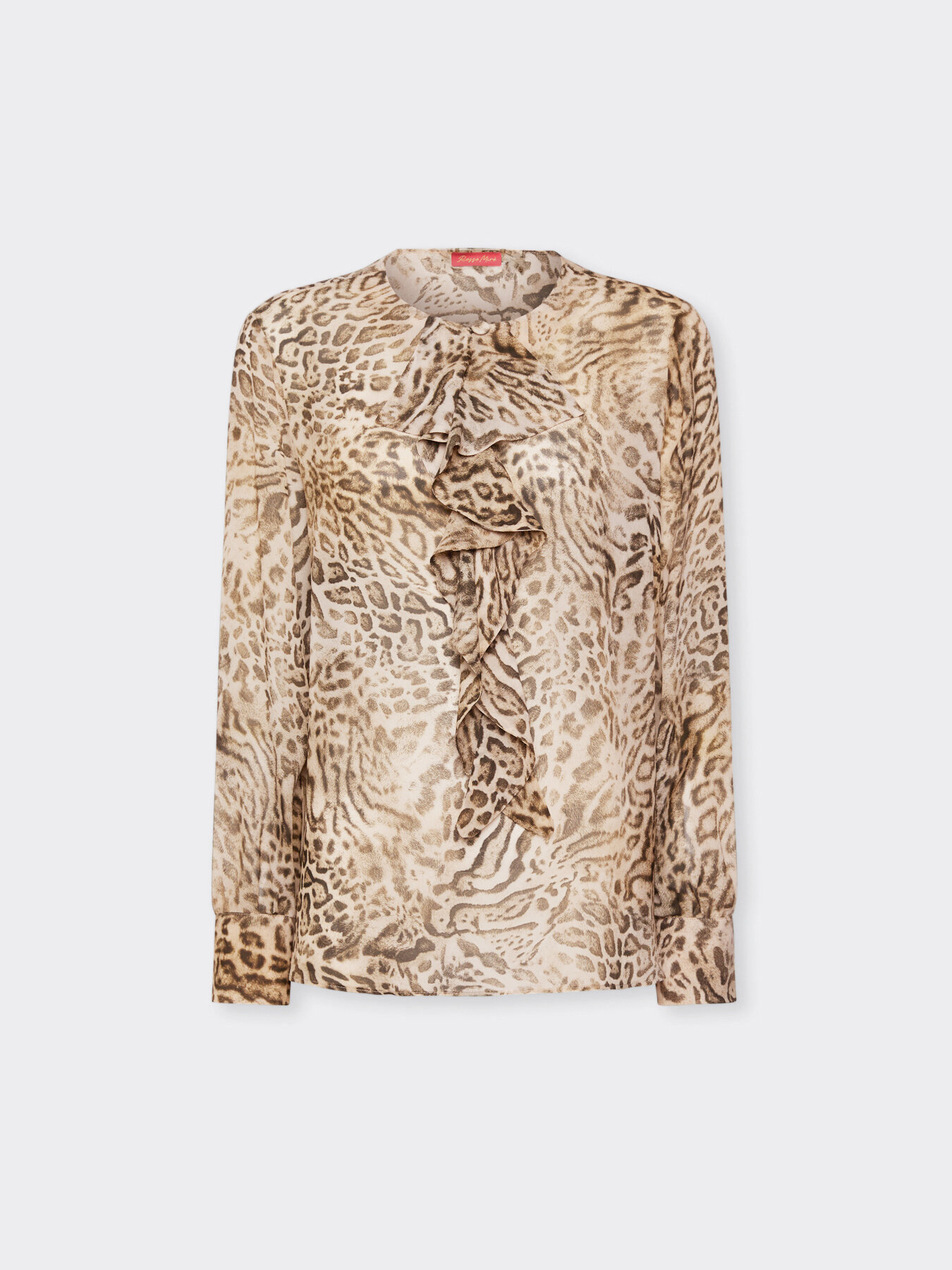 Blusa animal print com jabot