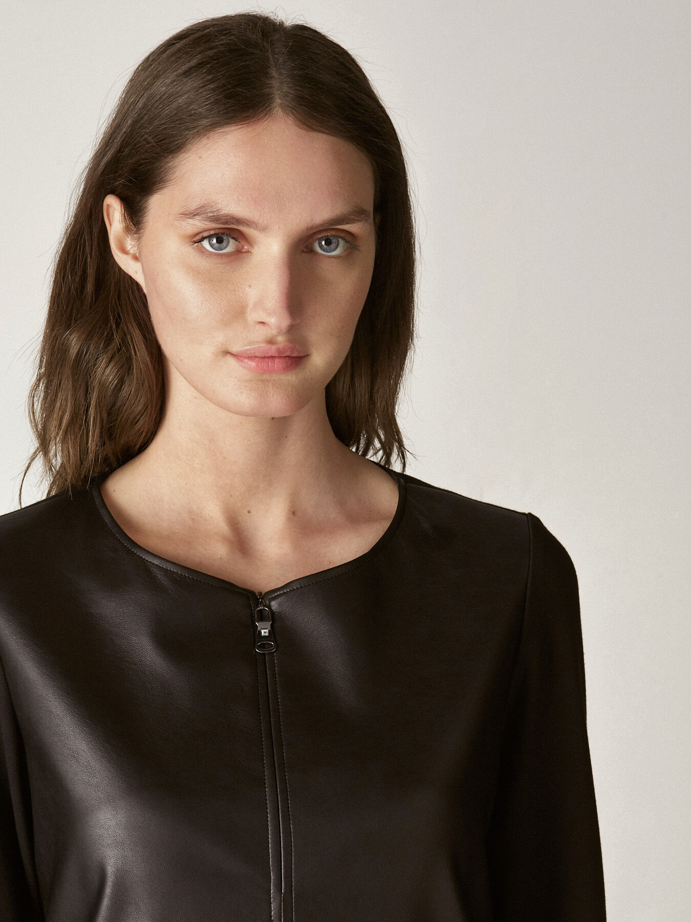 JERSEY AND FAUX LEATHER DRESS image number 3