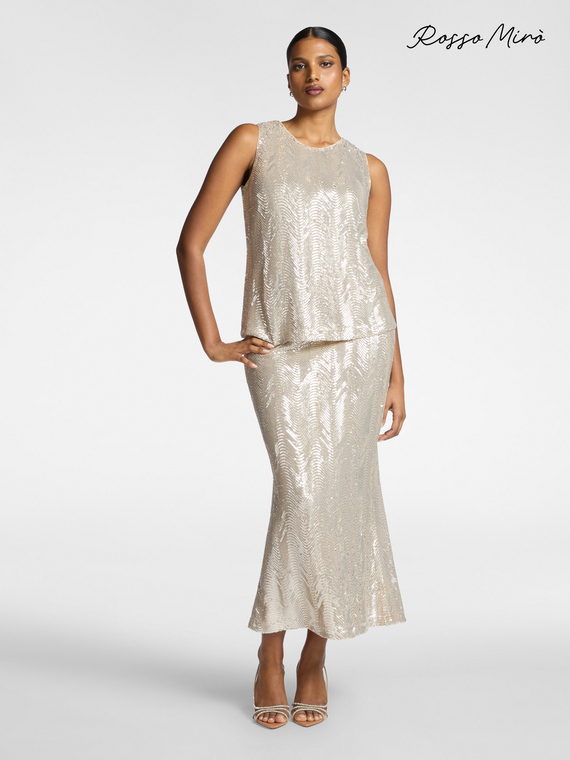 Long tube sequin skirt
