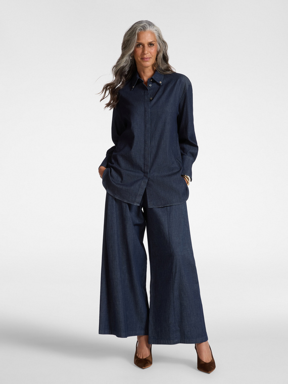 Jeans wide leg in Chambray,  "Wanda"