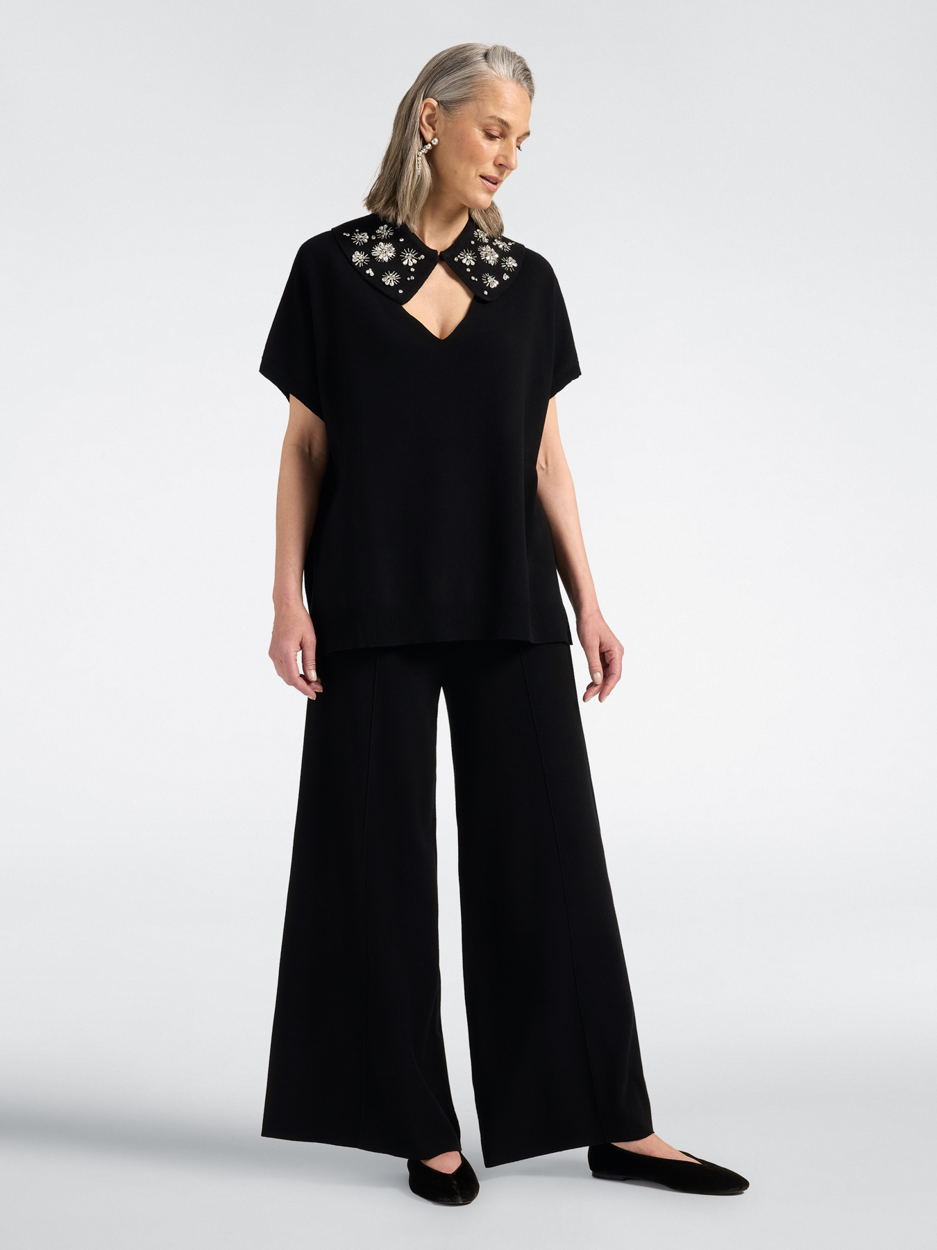 Pull en viscose col V image number 2